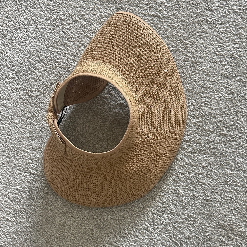 Chic Tan Woven Visor Hat